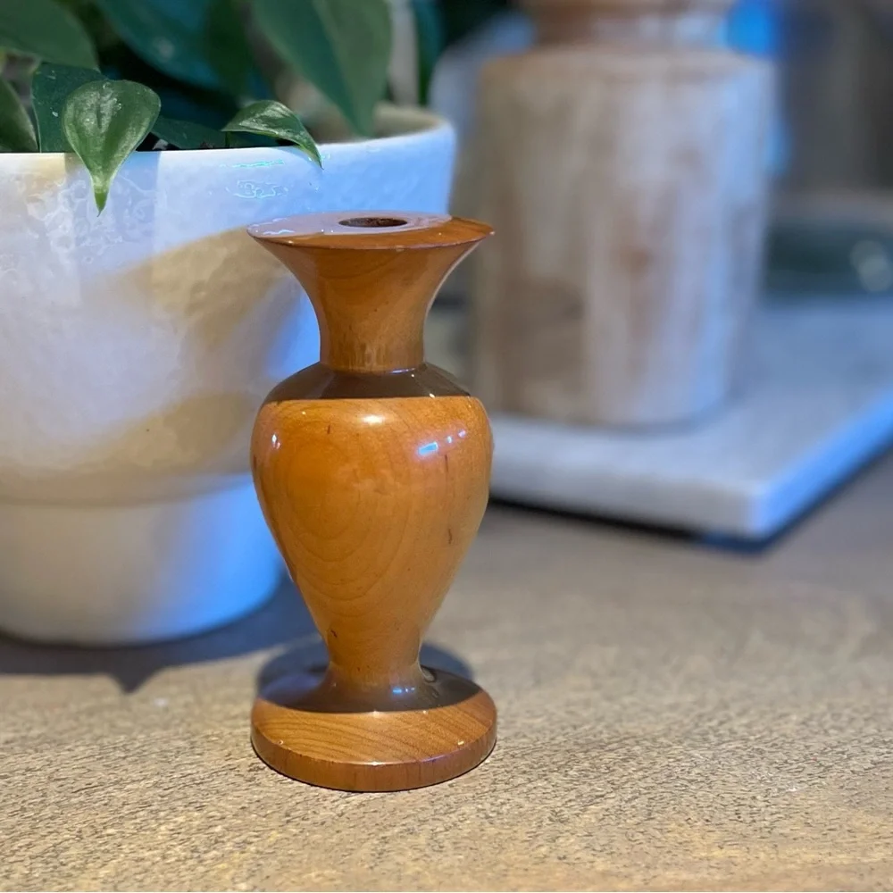 Vintage 5” Oregon Myrtlewood Bud Vase Hand Turned Wood A Poem In Wood Inc - Picture 7 of 7